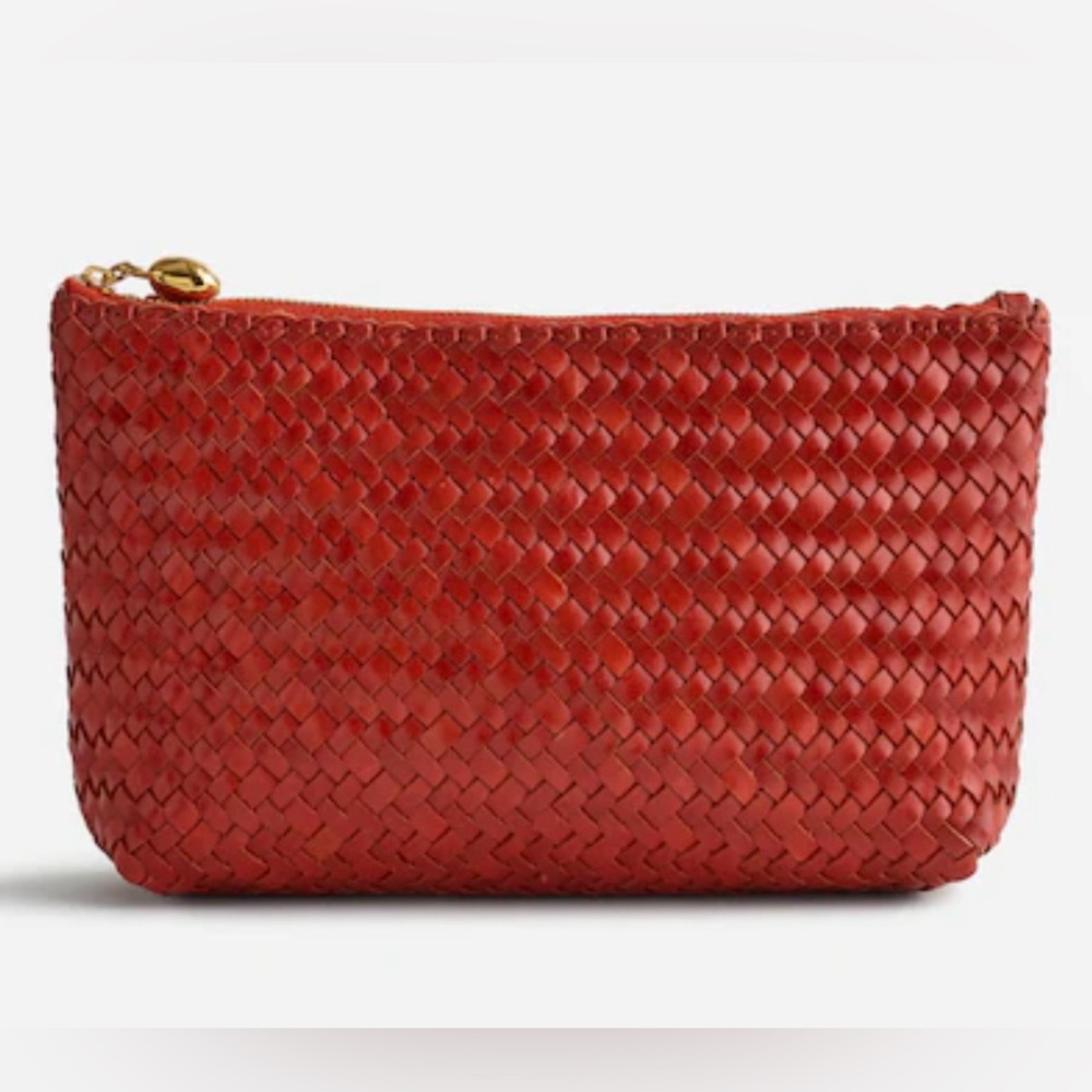 NIB. MADEWELL Handwoven Leather Zip Clutch/Pouch, Southwestern Clay, OS